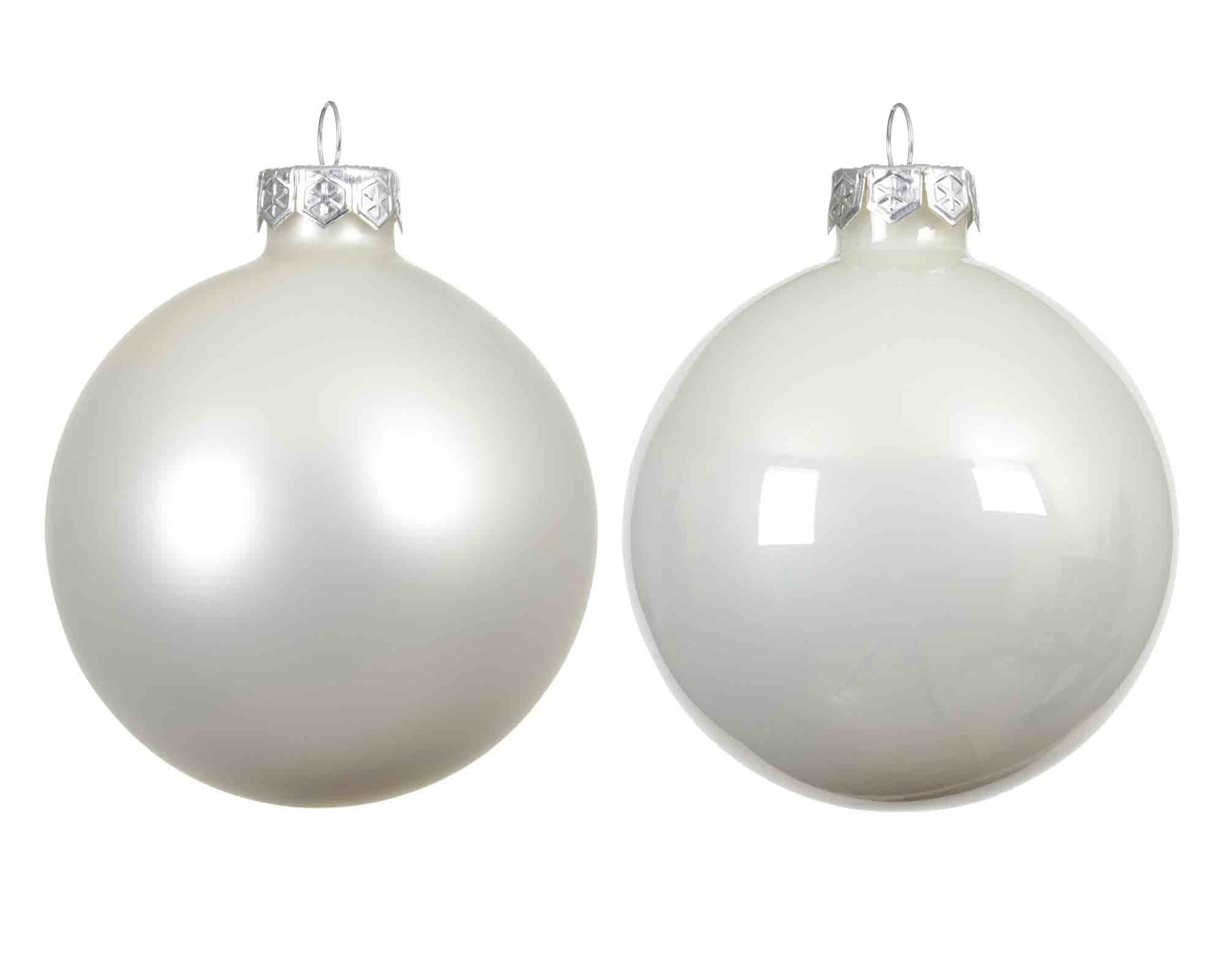 Set 16 Pz Sfere Bianco Smaltato Assortito D8cm in Vetro - immagine 2