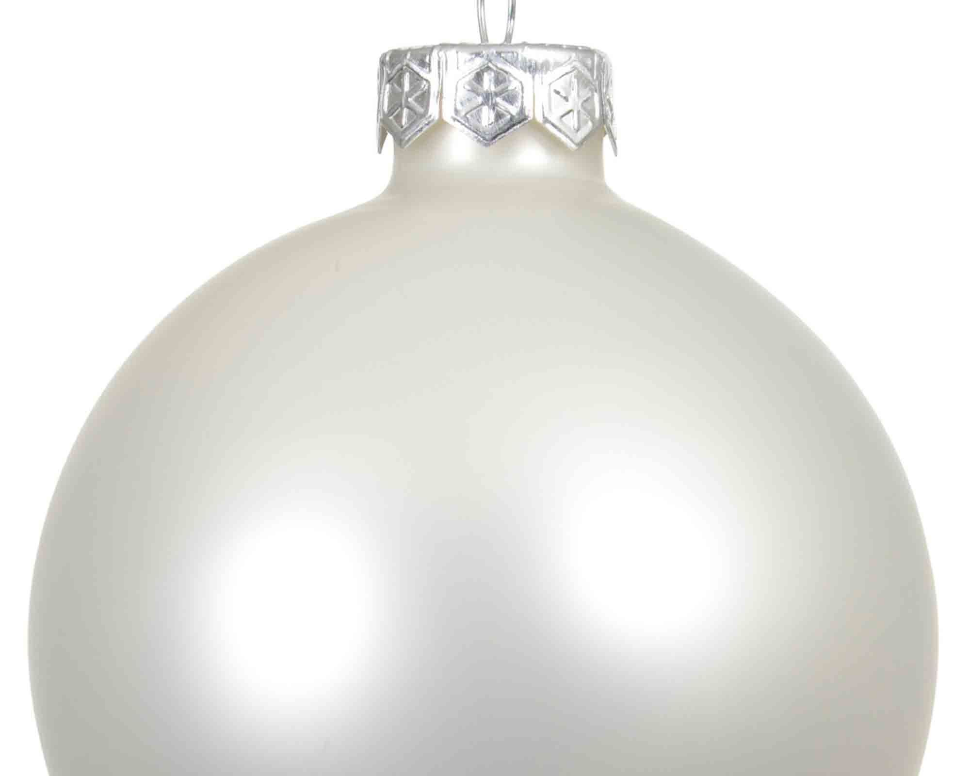 Set 4 Pz Sfere Bianco Neve Assortito D10cm in Vetro - immagine 3