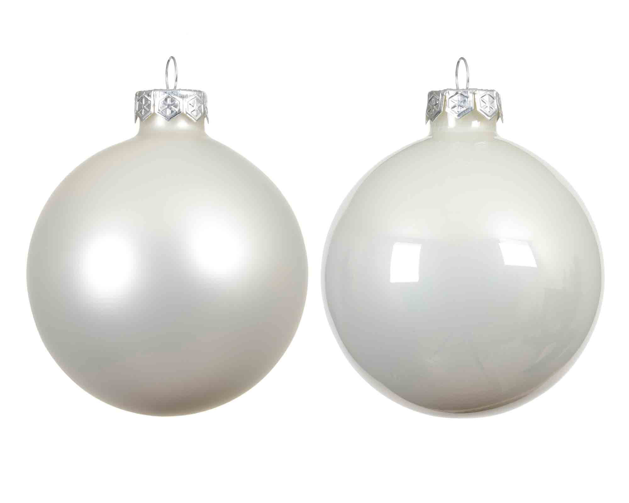 Set 4 Pz Sfere Bianco Neve Assortito D10cm in Vetro - immagine 2