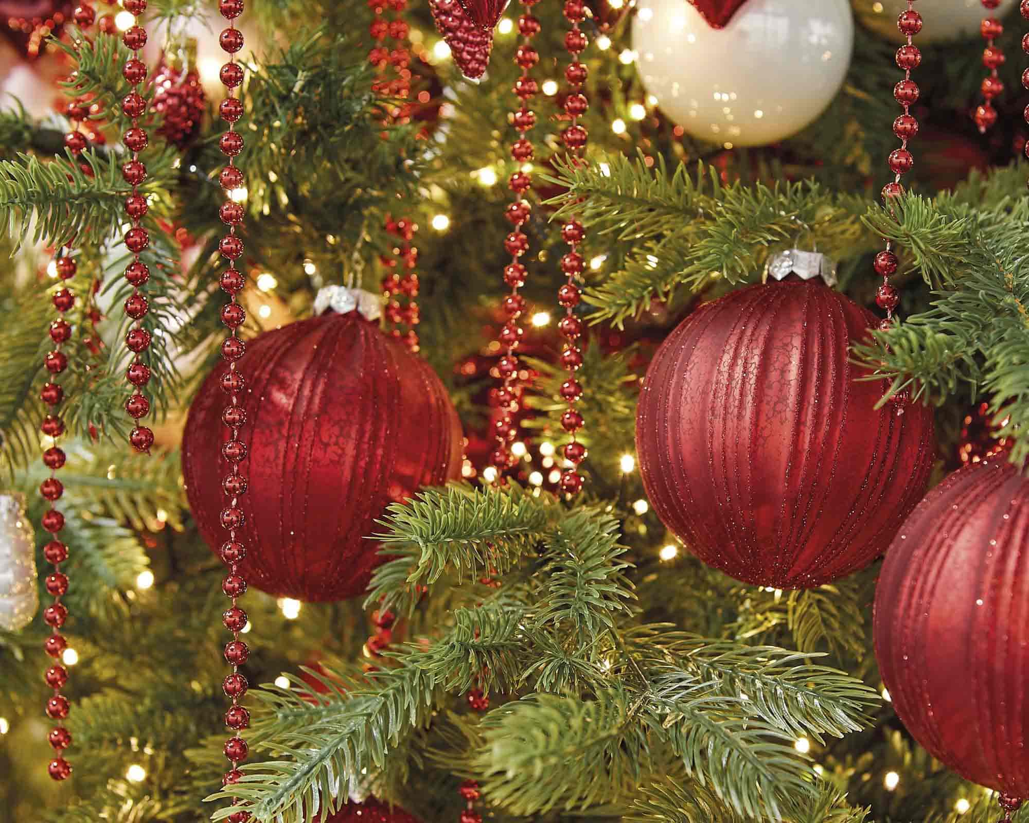 Decorazione Catena di Perle Rosse Grandi 270cm in Poliestere - immagine 3