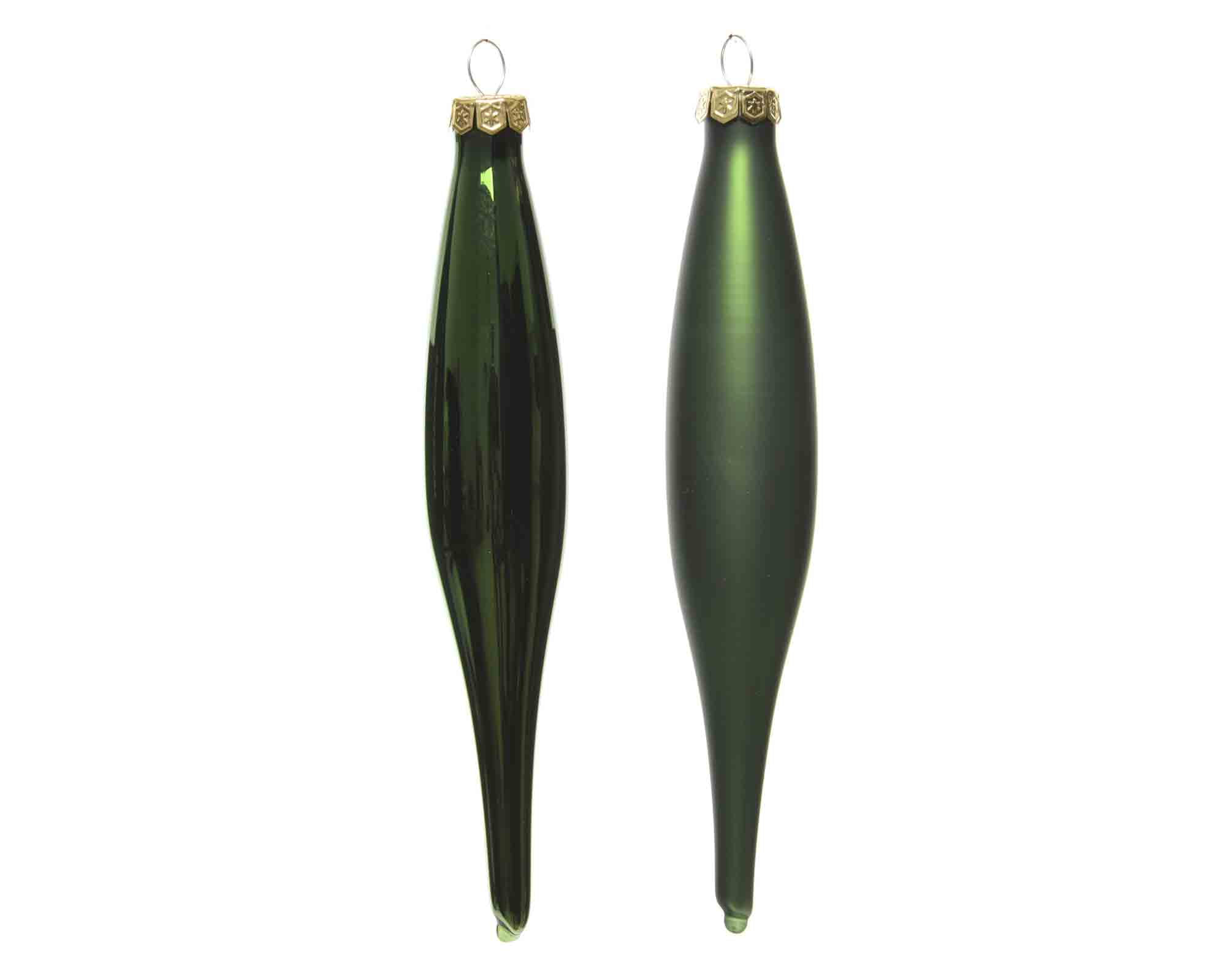 Set 6 Pz Pendenti Icicle Verde Pino D3x15cm in Vetro - immagine 2