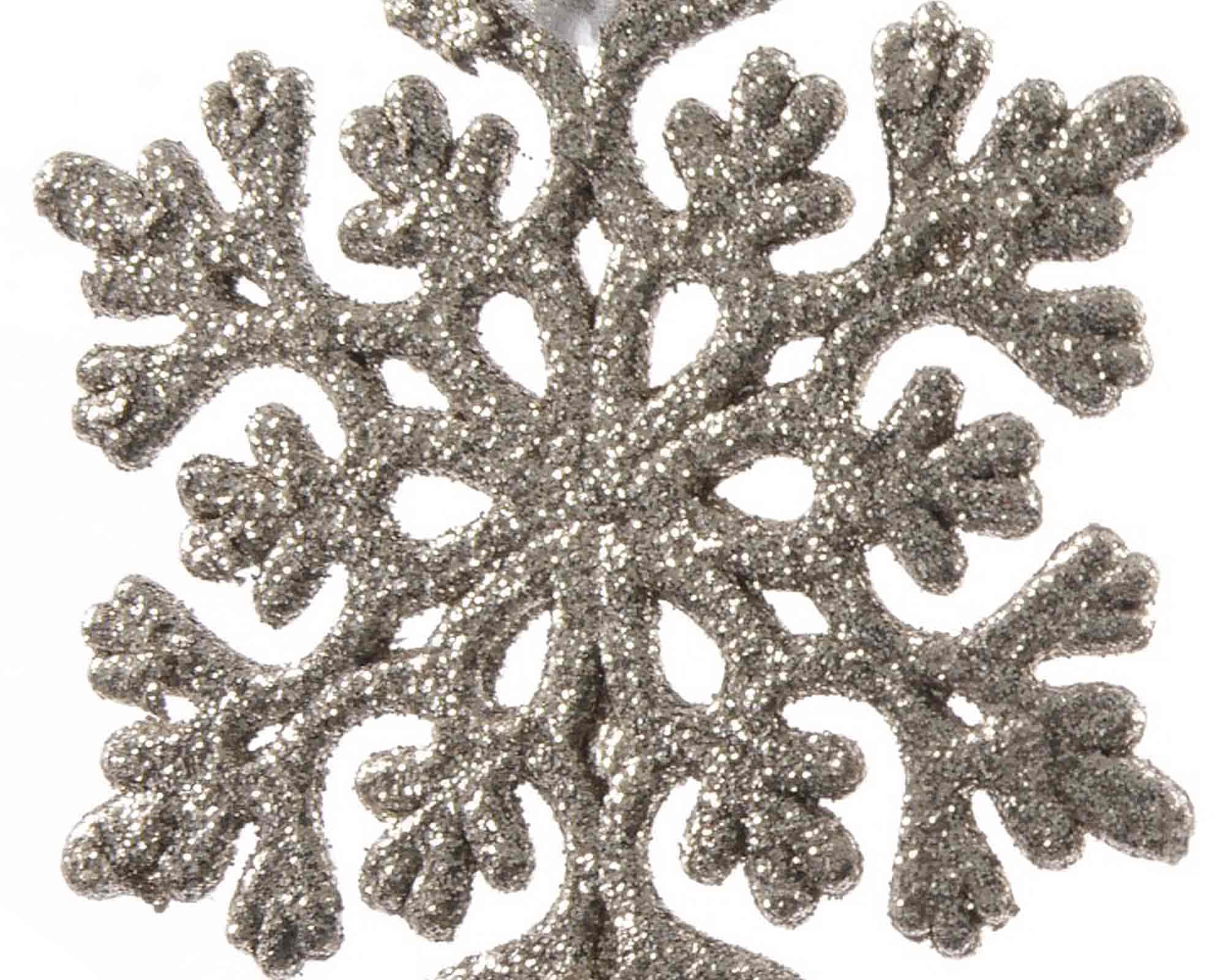 Pendente Glitterato Stella, Albero o Fiocco di Neve Perla Assortito 10x10cm in Plastica - immagine 2