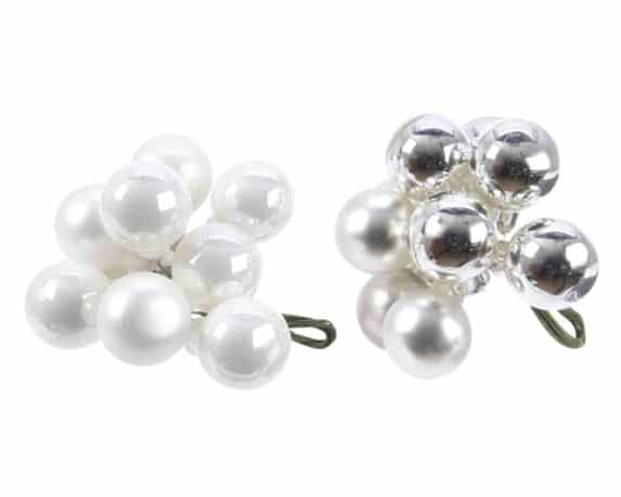 Sfera a Grappolo Bianco o Argento Assortite D2cm in Vetro