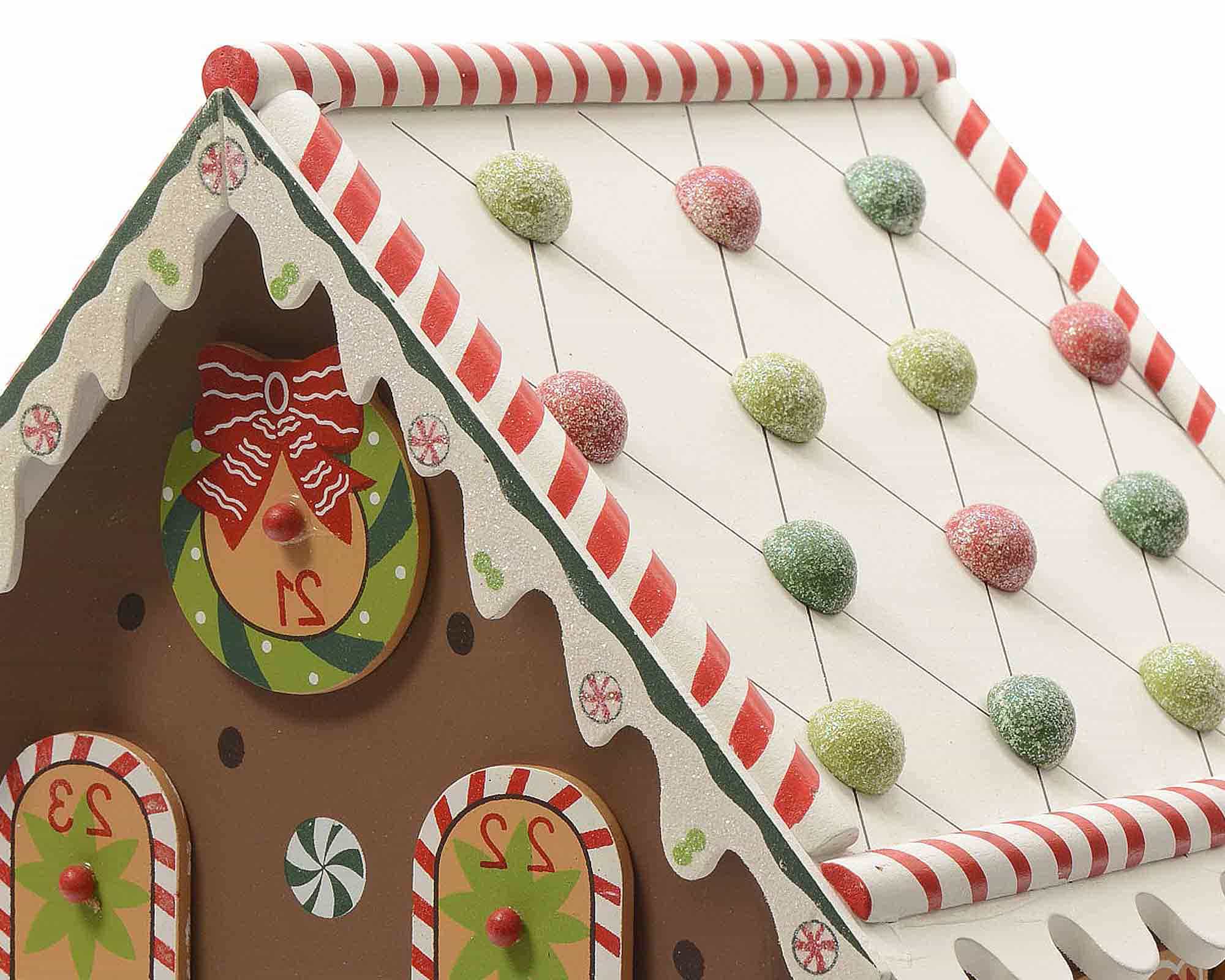 Calendario Avvento a Forma di Casetta di Marzapane 23x20x27cm in MDF - immagine 2