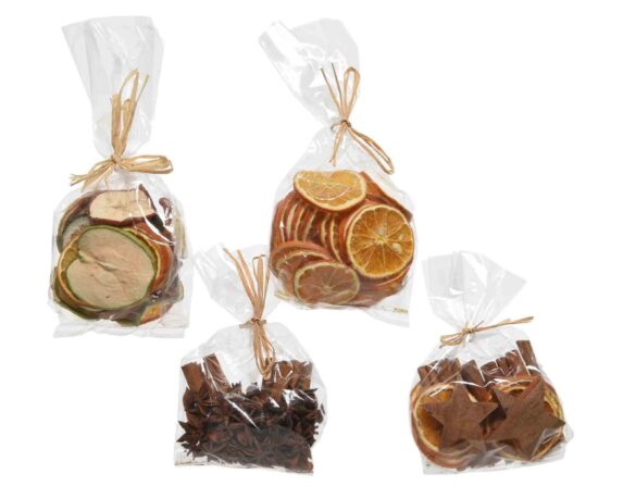 Potpourri per Decorazione con Frutta Essiccata Assortito 10x5x15cm in Fibra Naturale