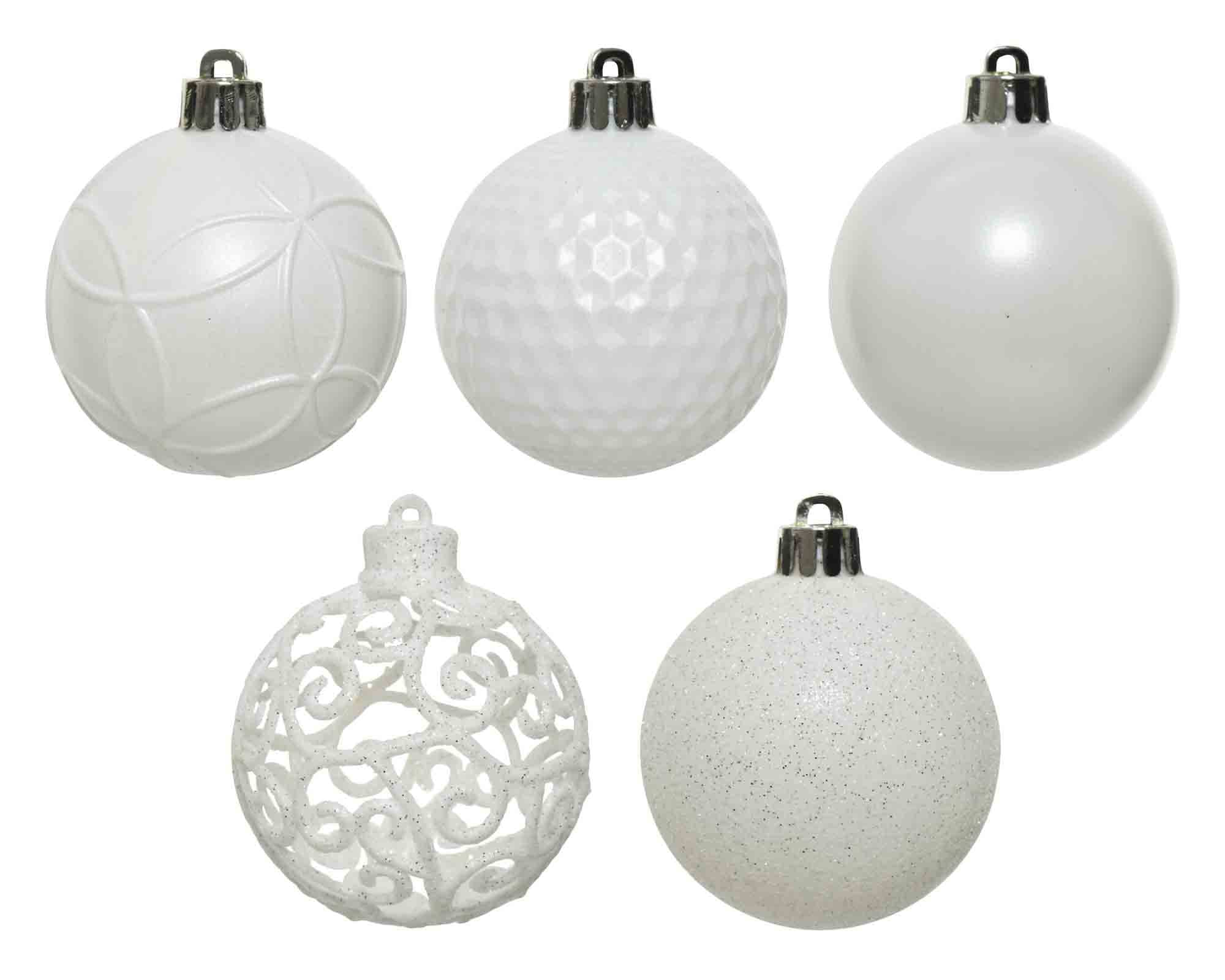 Set 37 Pz Sfere Bianco Ghiaccio Assortito D6cm in Vetro - immagine 2