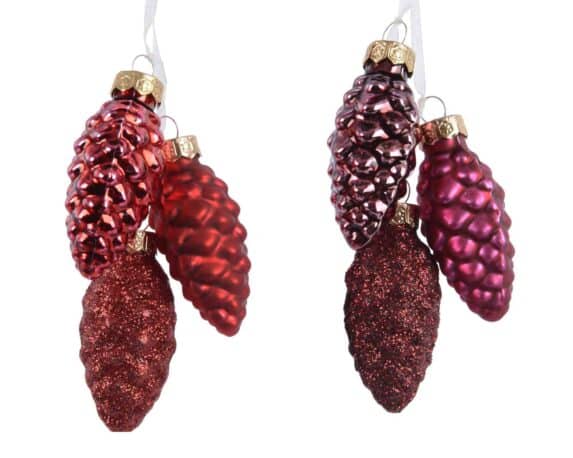 Pendente a forma di Pigna Rosso Assortito D3x6cm in Vetro