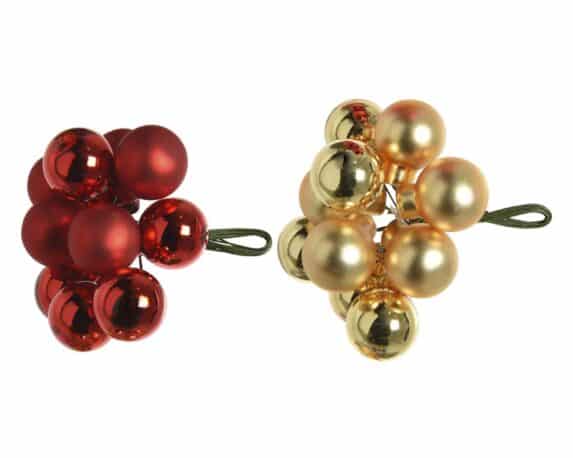 Sfera a Grappolo Rosso o Oro Assortite D2cm in Vetro
