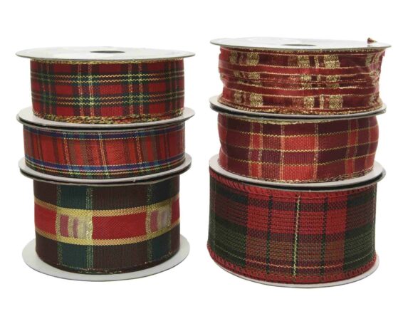 Nastro di Natale Scozzese Assortito 1000cm in Poliestere