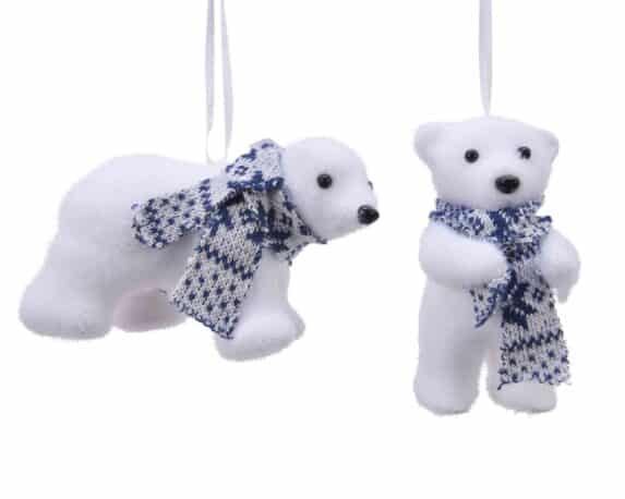 Pendente Orso Innevato Bianco Assortito 11x6x7,5cm