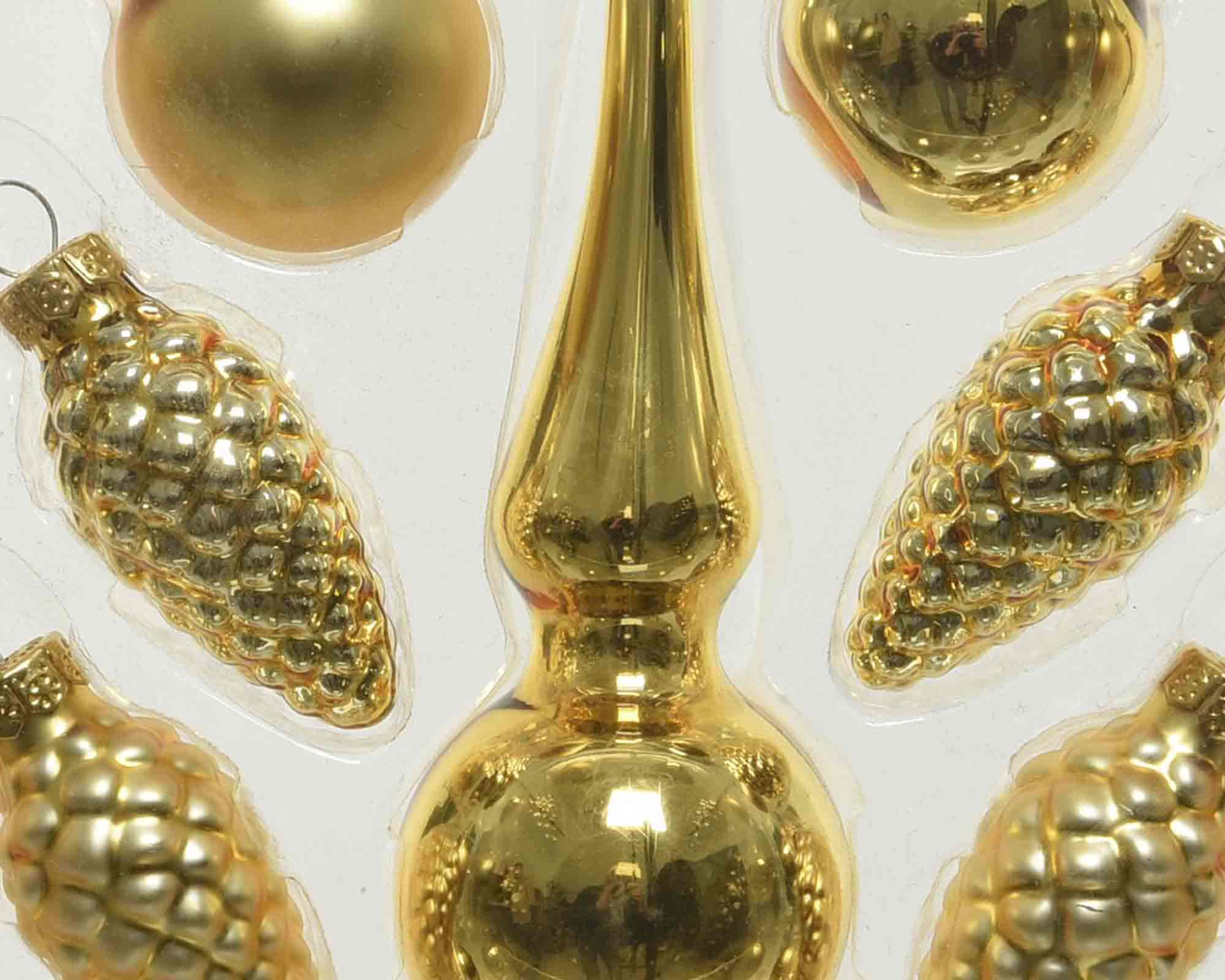 Set 15 Pz Sfere Dorato 3,5x13cm in Vetro - immagine 2