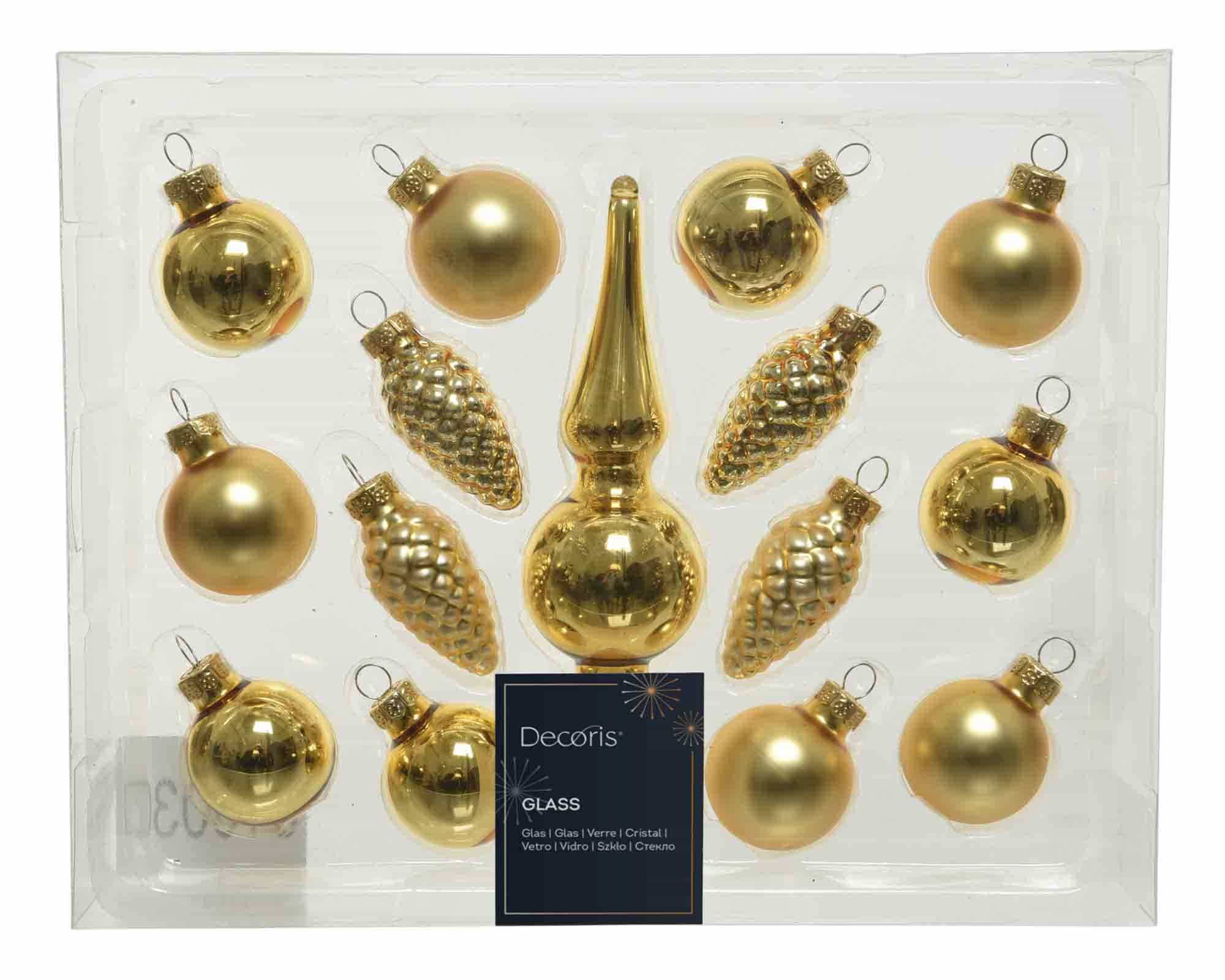 Set 15 Pz Sfere Dorato 3,5x13cm in Vetro