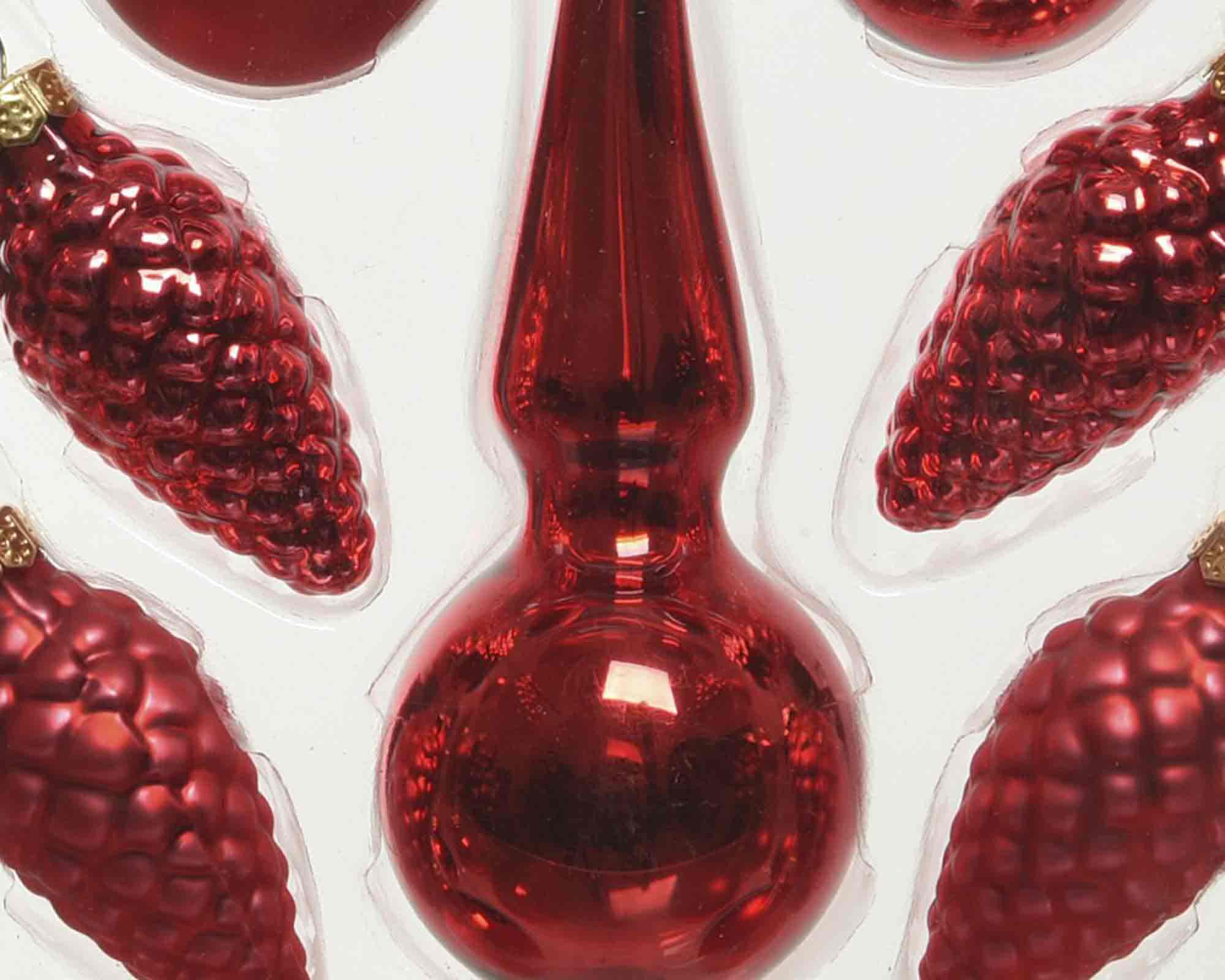 Set 15 Pz Sfere Rosso 3,5x13cm in Vetro - immagine 2