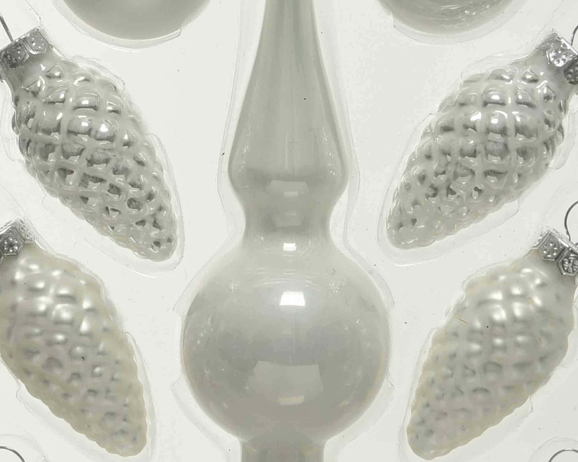 Set 15 Pz Sfere Bianco Ghiaccio 3,5x13cm in Vetro - immagine 2