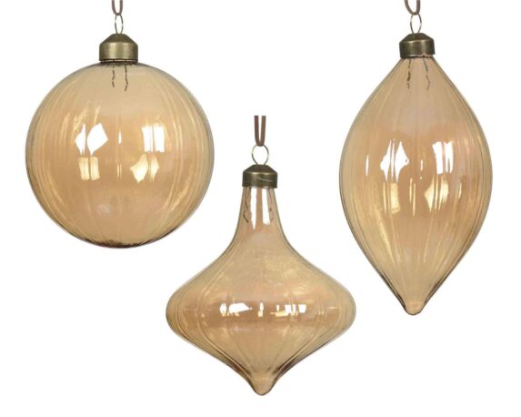 Pendente Rigato Ambra D10cm in Vetro