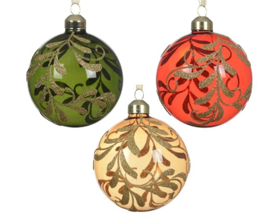 Sfera Barocco con Decorazioni Dorate Assortito D8cm in Vetro