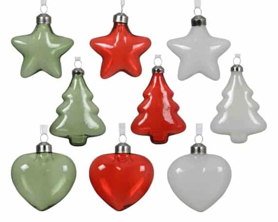 Sfera di Natale con Forme Assortite 7x3x10cm in Vetro