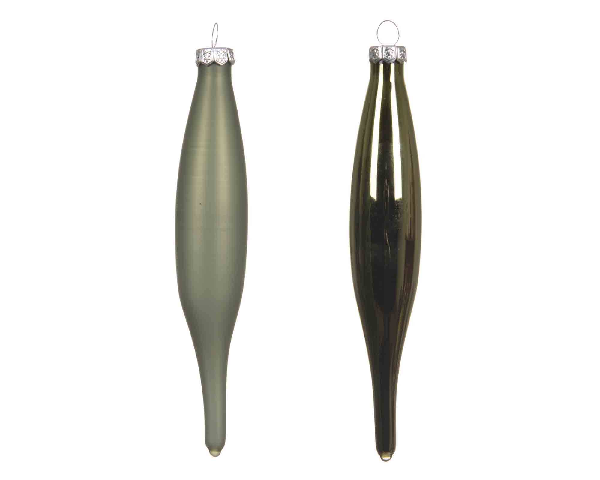 Set 6 Pz Pendenti Icicle Verde D3x15cm in Vetro - immagine 2