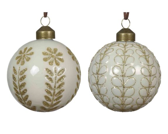 Sfera Decorativo Color Panna e Oro D8cm in Vetro