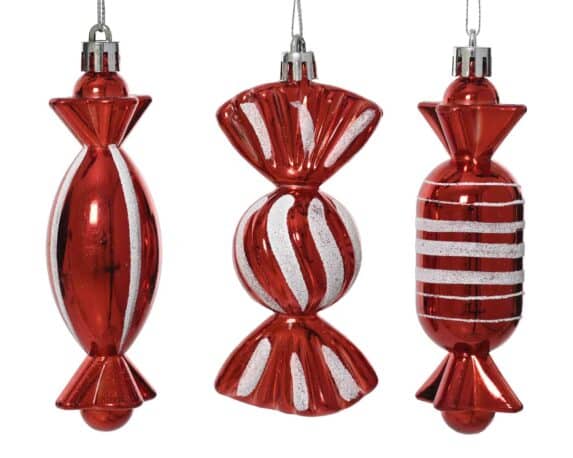 Pendete a forma di Caramella Rosso e Bianco Assortito 4x5x11,5cm in Plastica