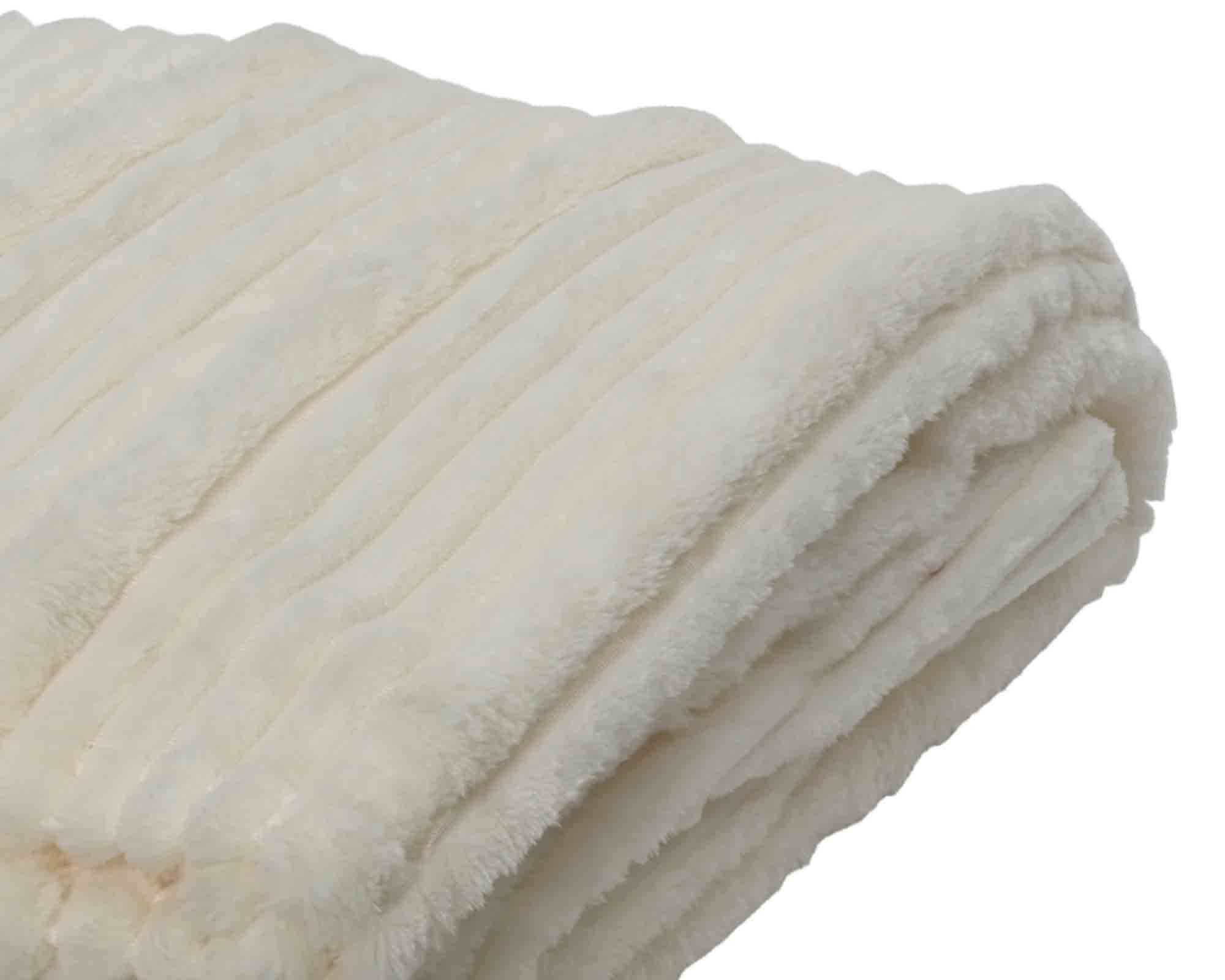 Coperta Plaid Costine Bianco 170x130cm in Poliestere - immagine 2