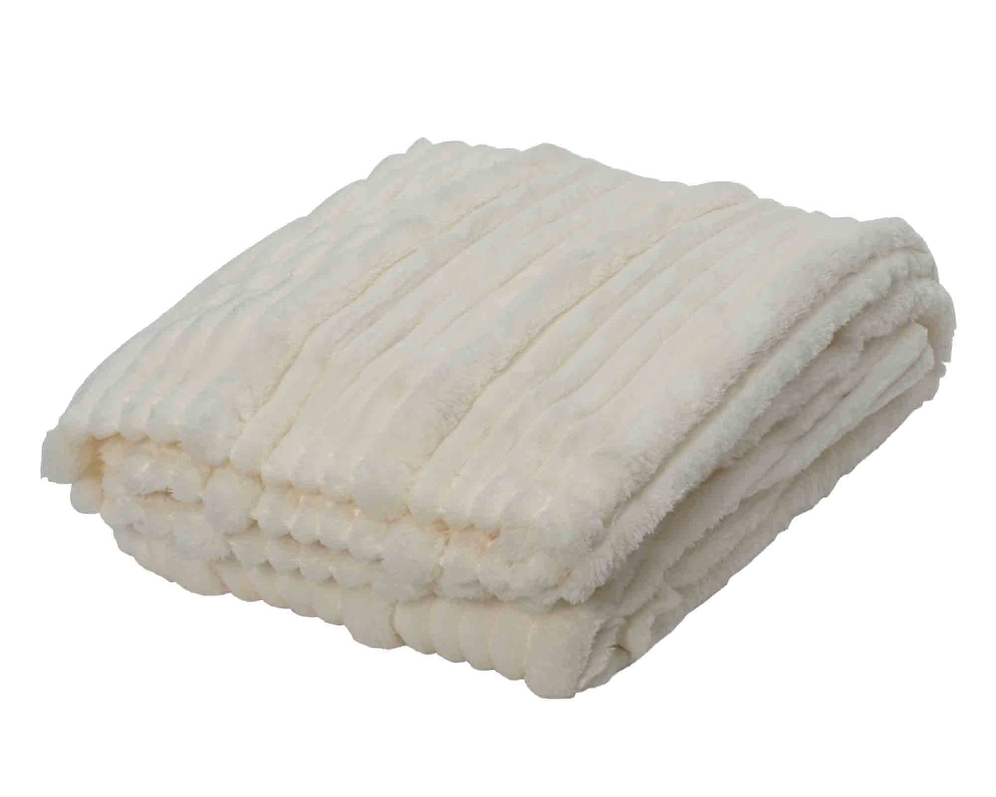 Coperta Plaid Costine Bianco 170x130cm in Poliestere