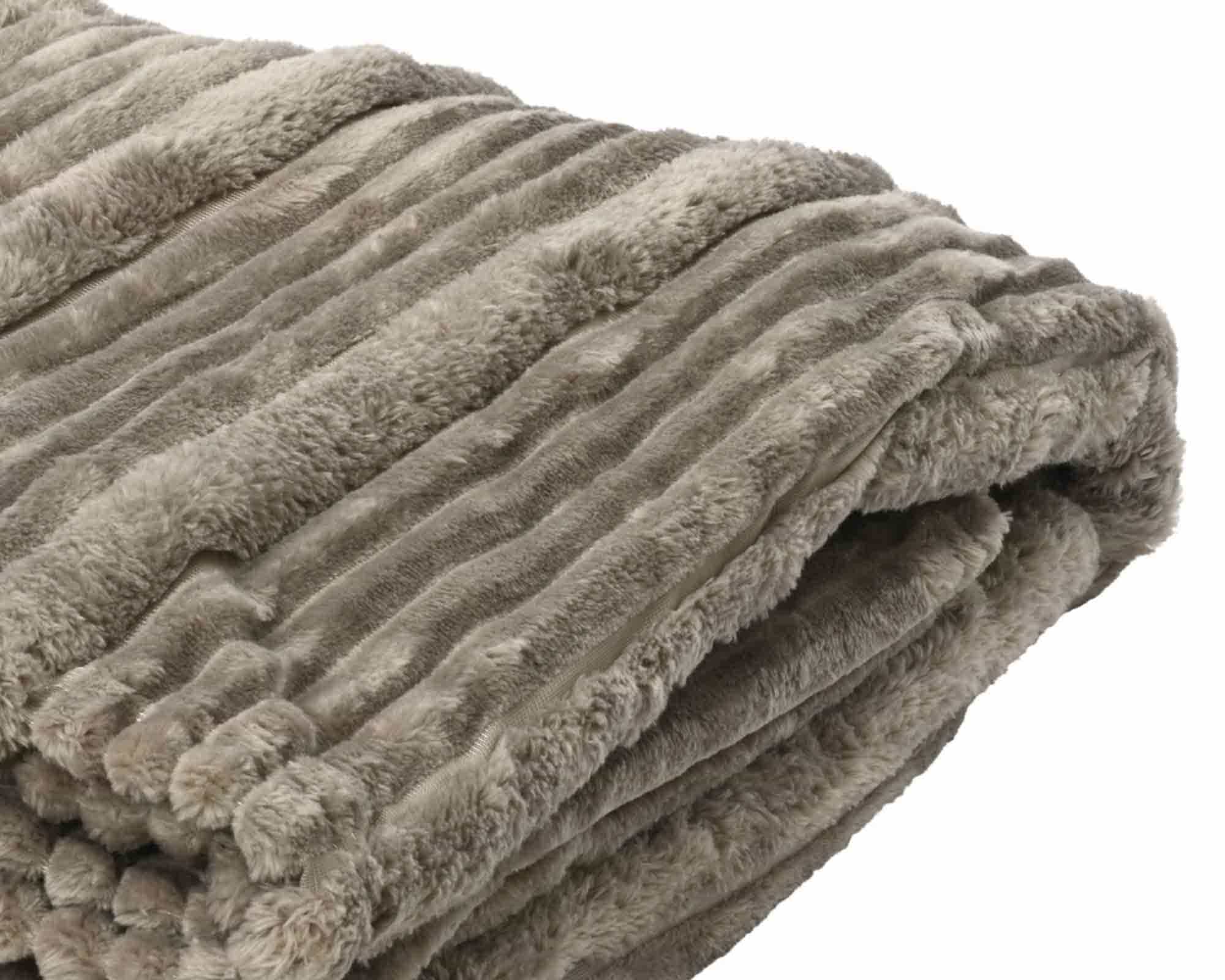 Coperta Plaid Costine Grigio 170x130cm in Poliestere - immagine 2