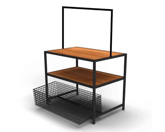 Mobile Espositivo con Cestino Integrato 80x120x220cm in Metallo