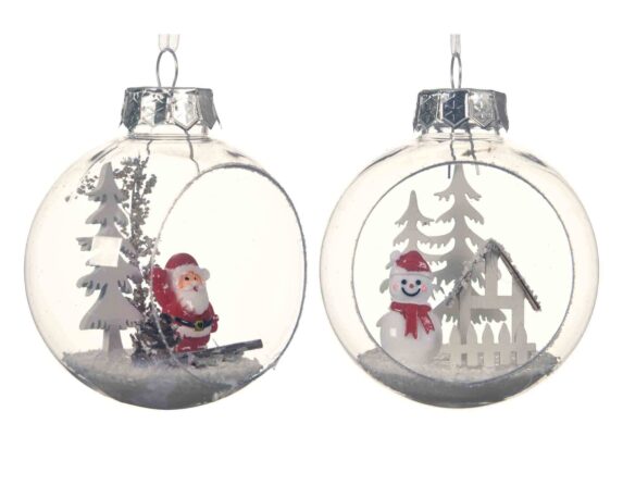 Sfera Trasparente con Paesaggio di Natale all’Interno D8cm in Vetro