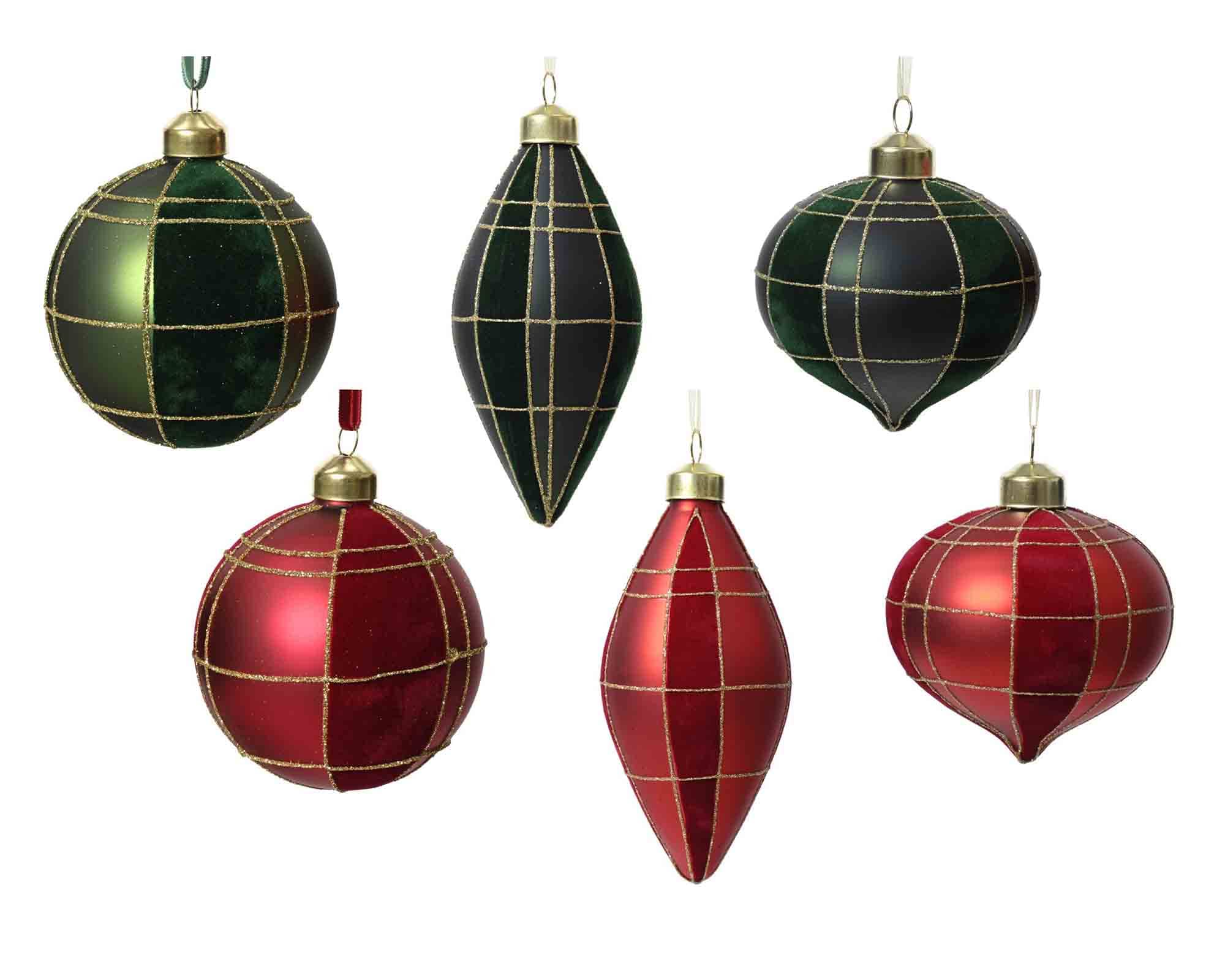 Sfera Vellutata con Glitter Assortito D8cm in Vetro