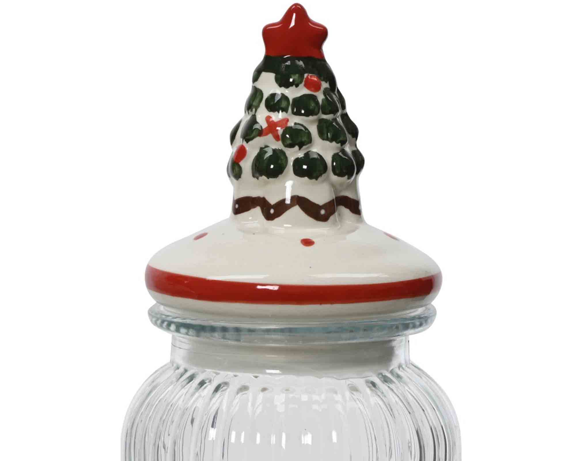 Barattolo Natalizio con Decorazione Assotita D11x28,5cm in Vetro e Ceramica - immagine 2