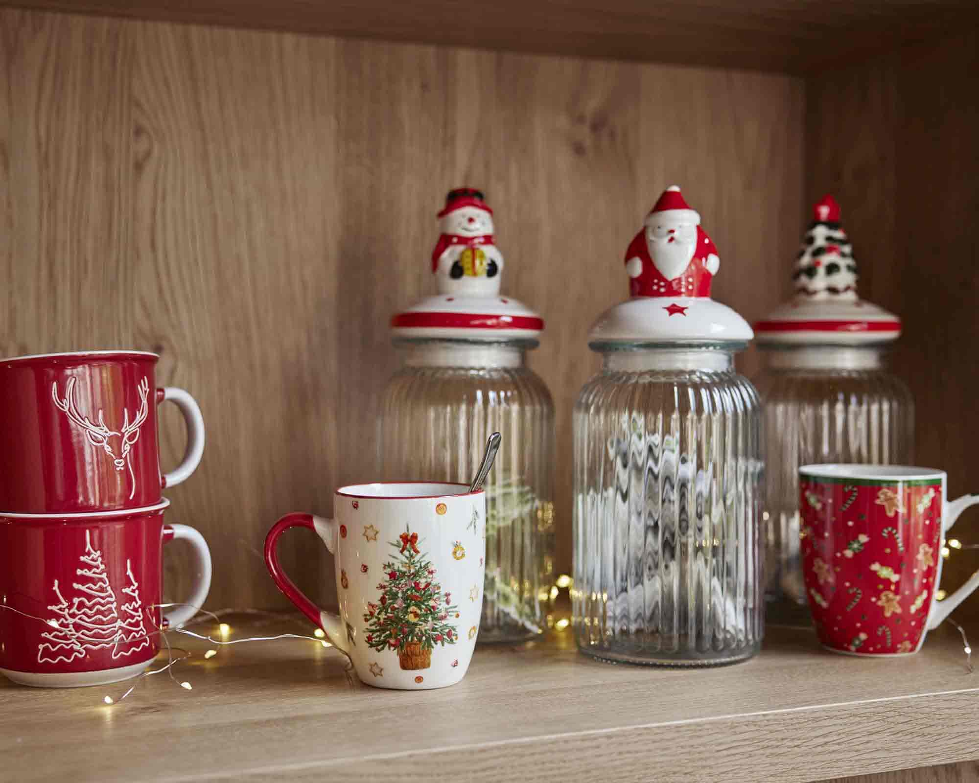 Barattolo Natalizio con Decorazione Assotita D11x28,5cm in Vetro e Ceramica - immagine 3