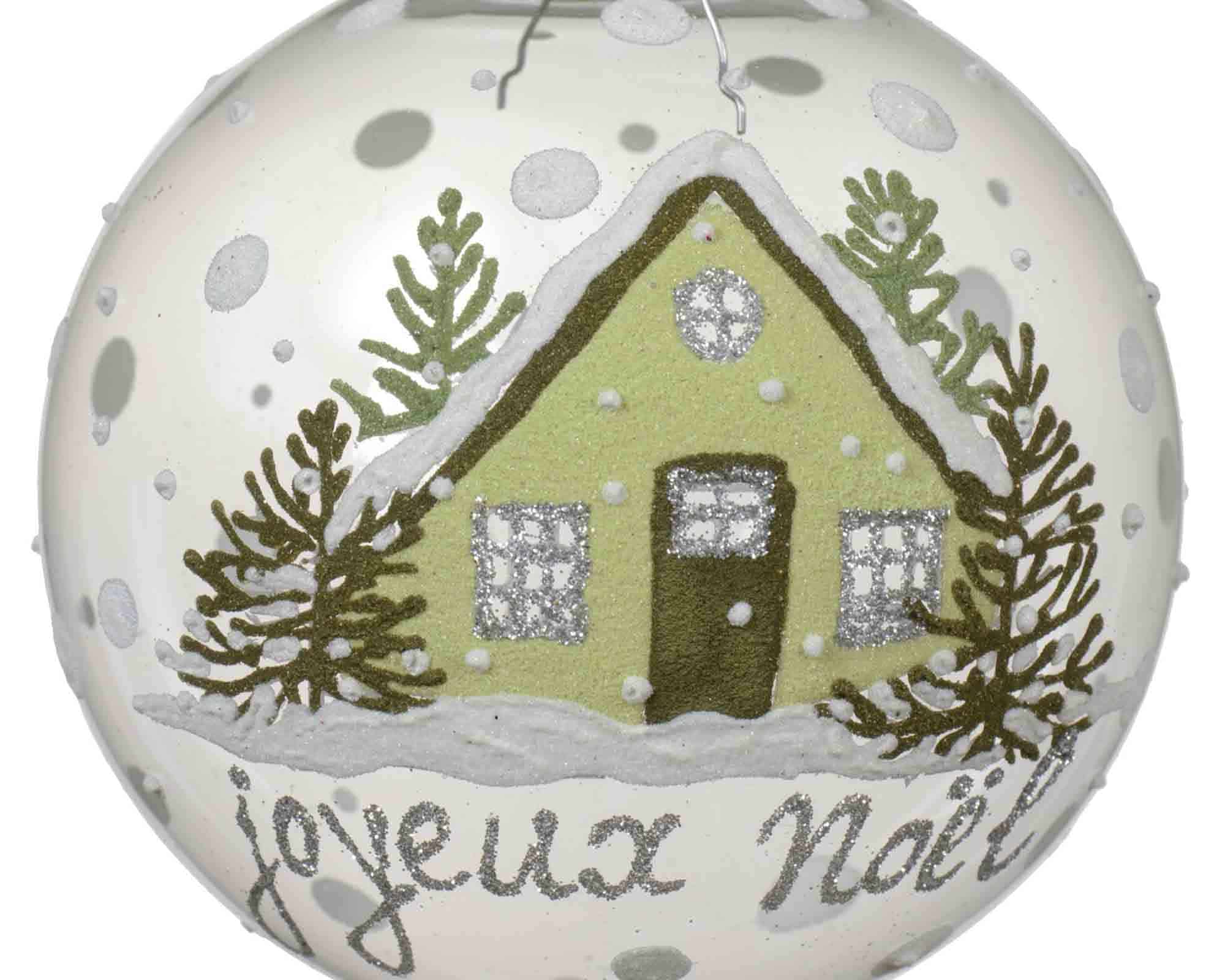 Sfera Joyeux Noel Trasparente con Case Decorative D8cm in Vetro - immagine 2