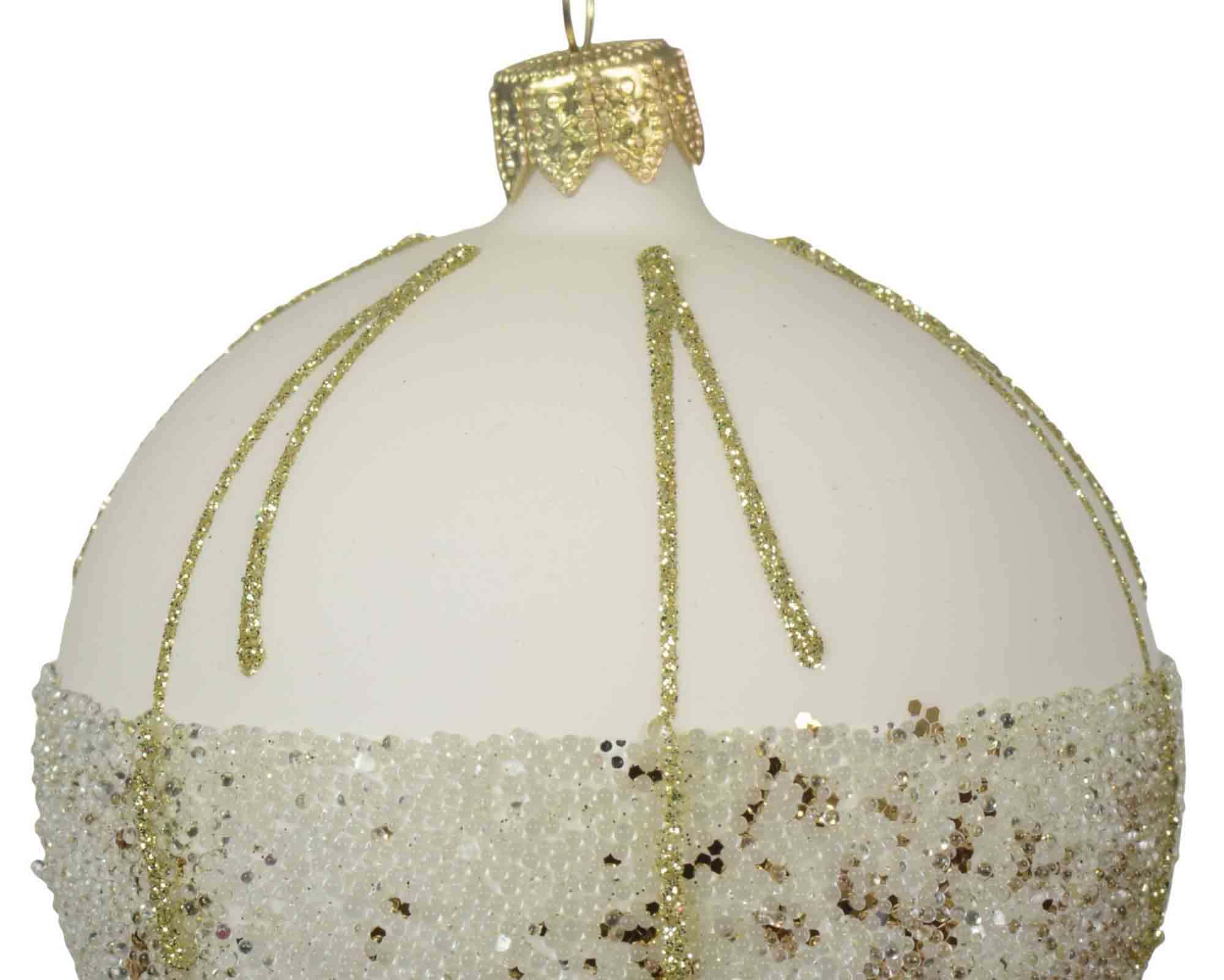 Sfera Bianco Balotine con Glitter D8cm in Plastica - immagine 2