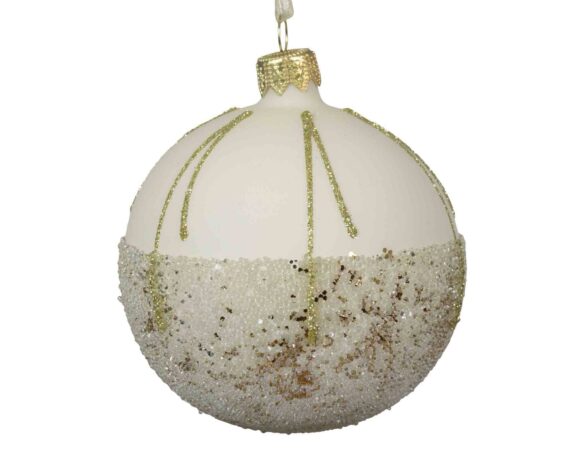 Sfera Bianco Balotine con Glitter D8cm in Plastica