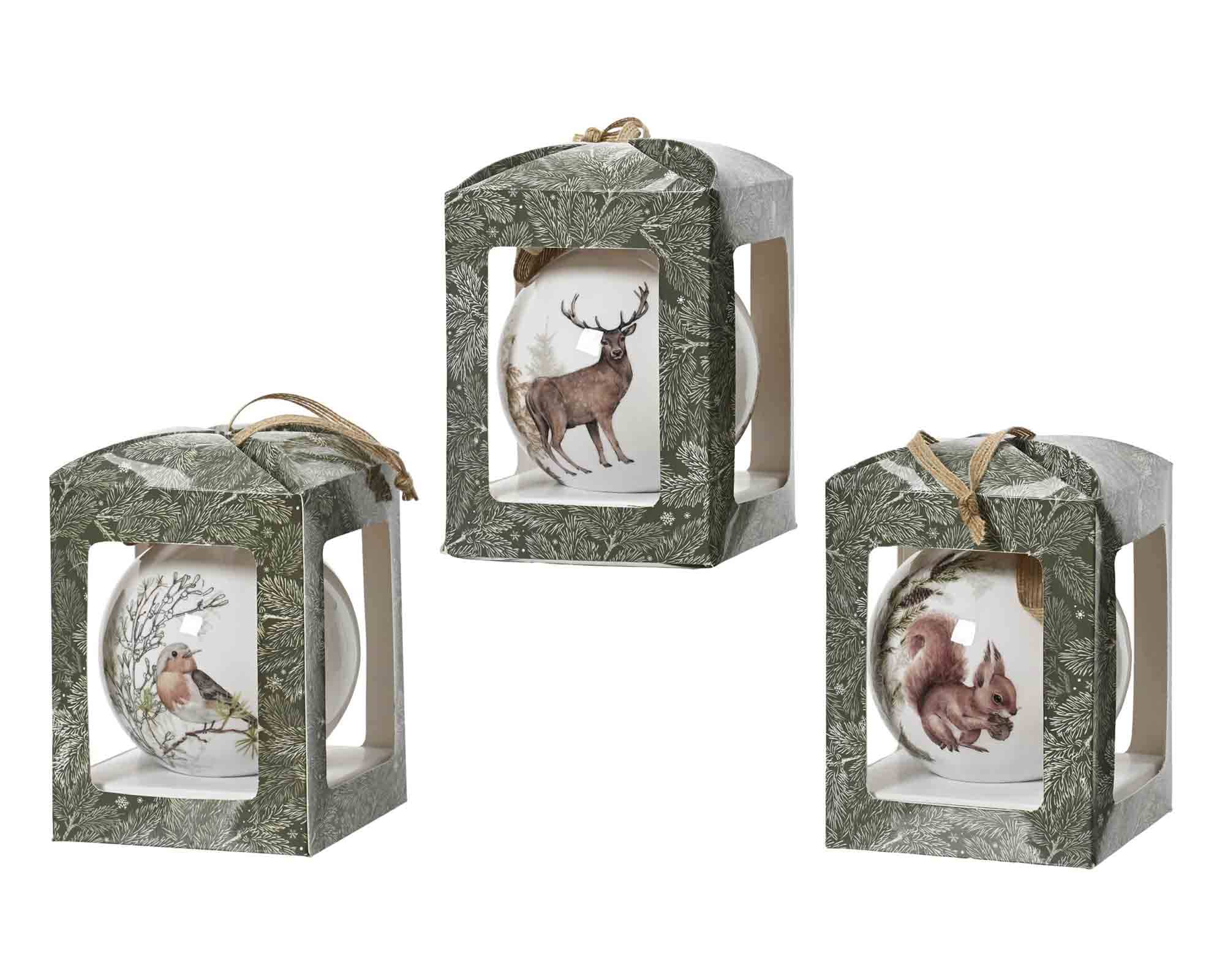 Sfera con Animale Decorativo in Scatola D10cm in Vetro - immagine 2