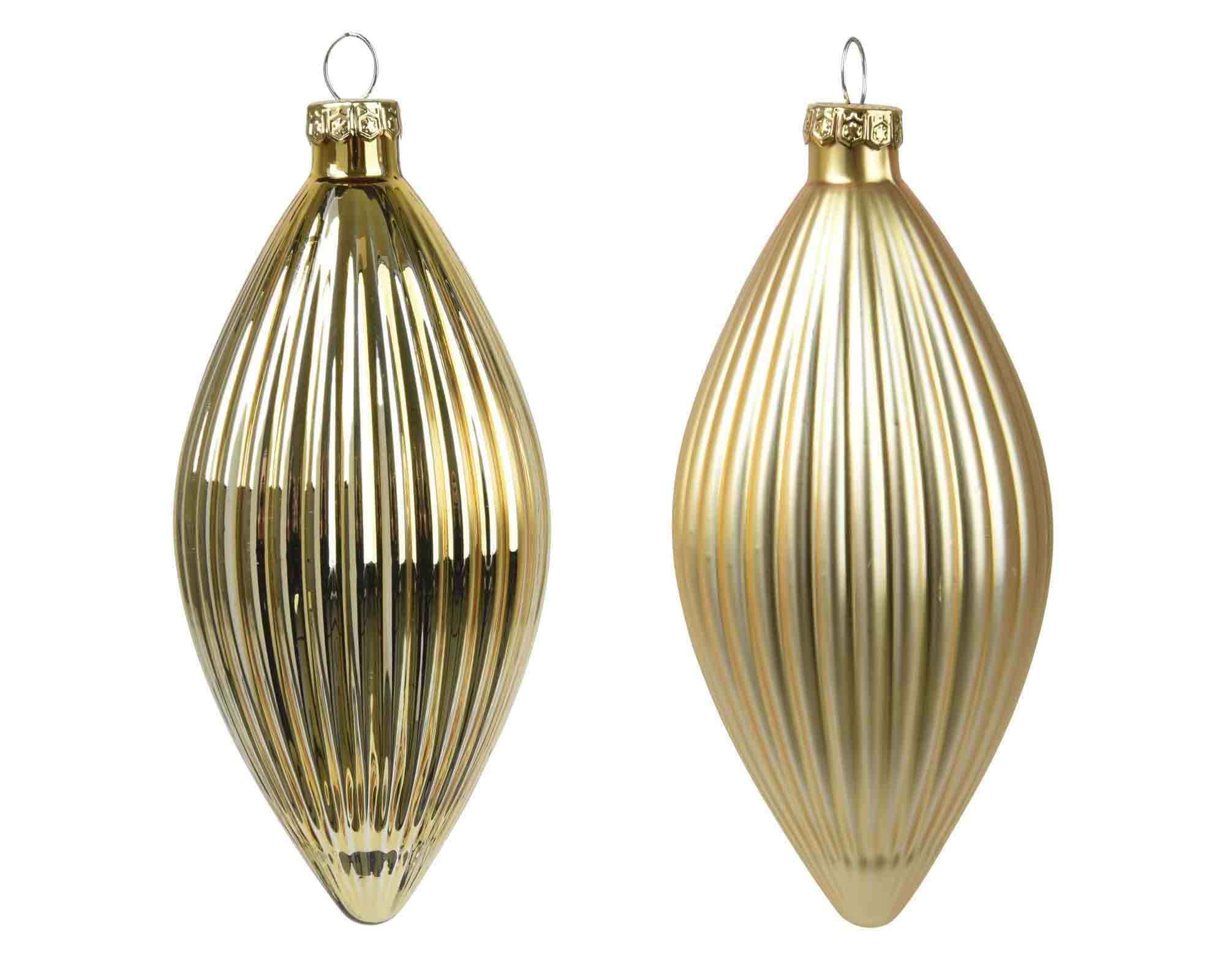 Set 3 Pz Pendenti Goccia Dorato D6x13cm in Vetro - immagine 3