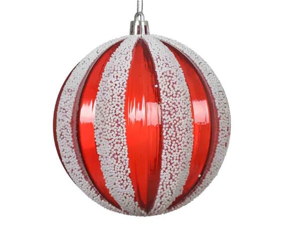 Sfera Costine Rosso e Bianco D10cm in Plastica