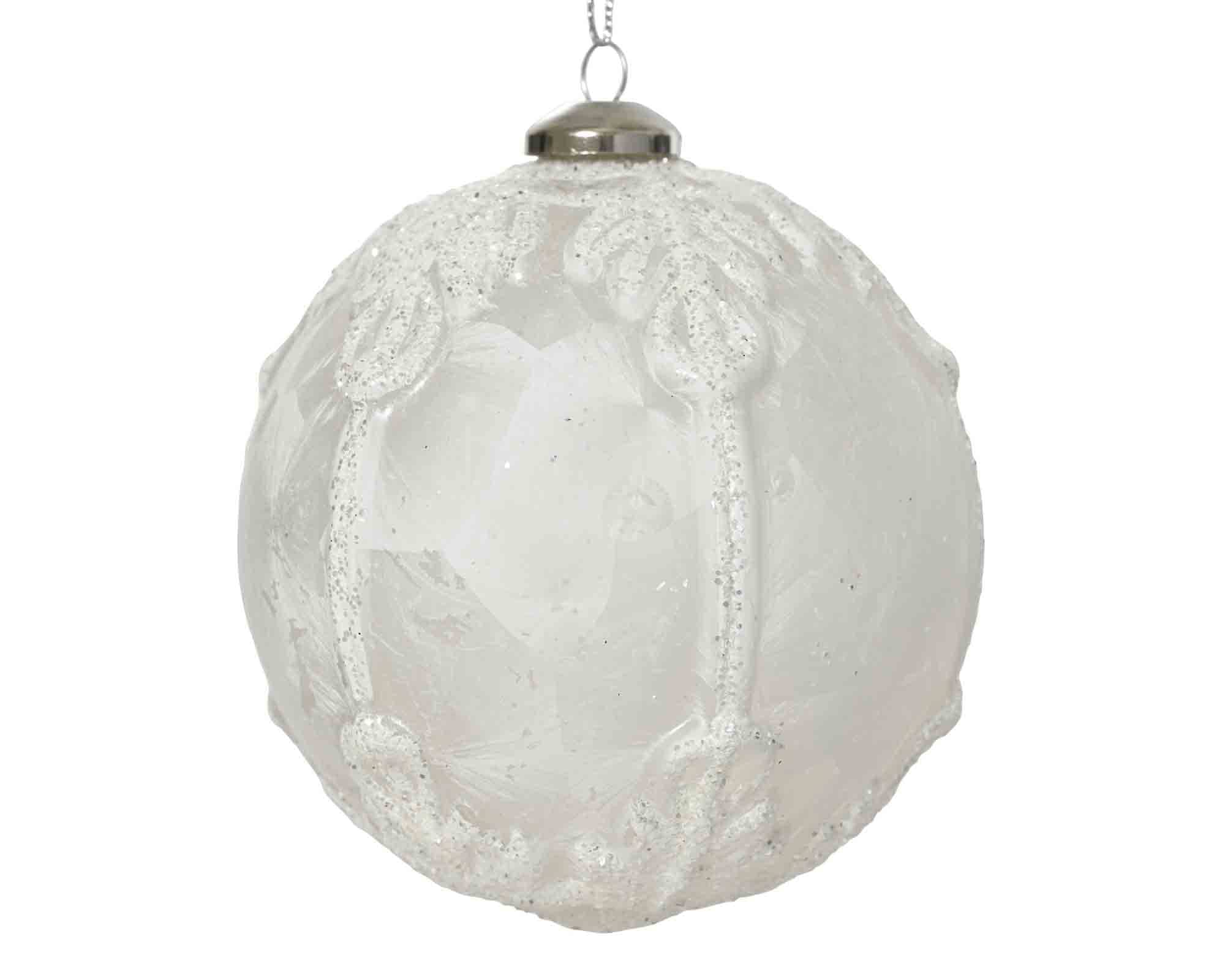 Sfera Bianco Ghiaccio Laccata D10cm in Polistirolo