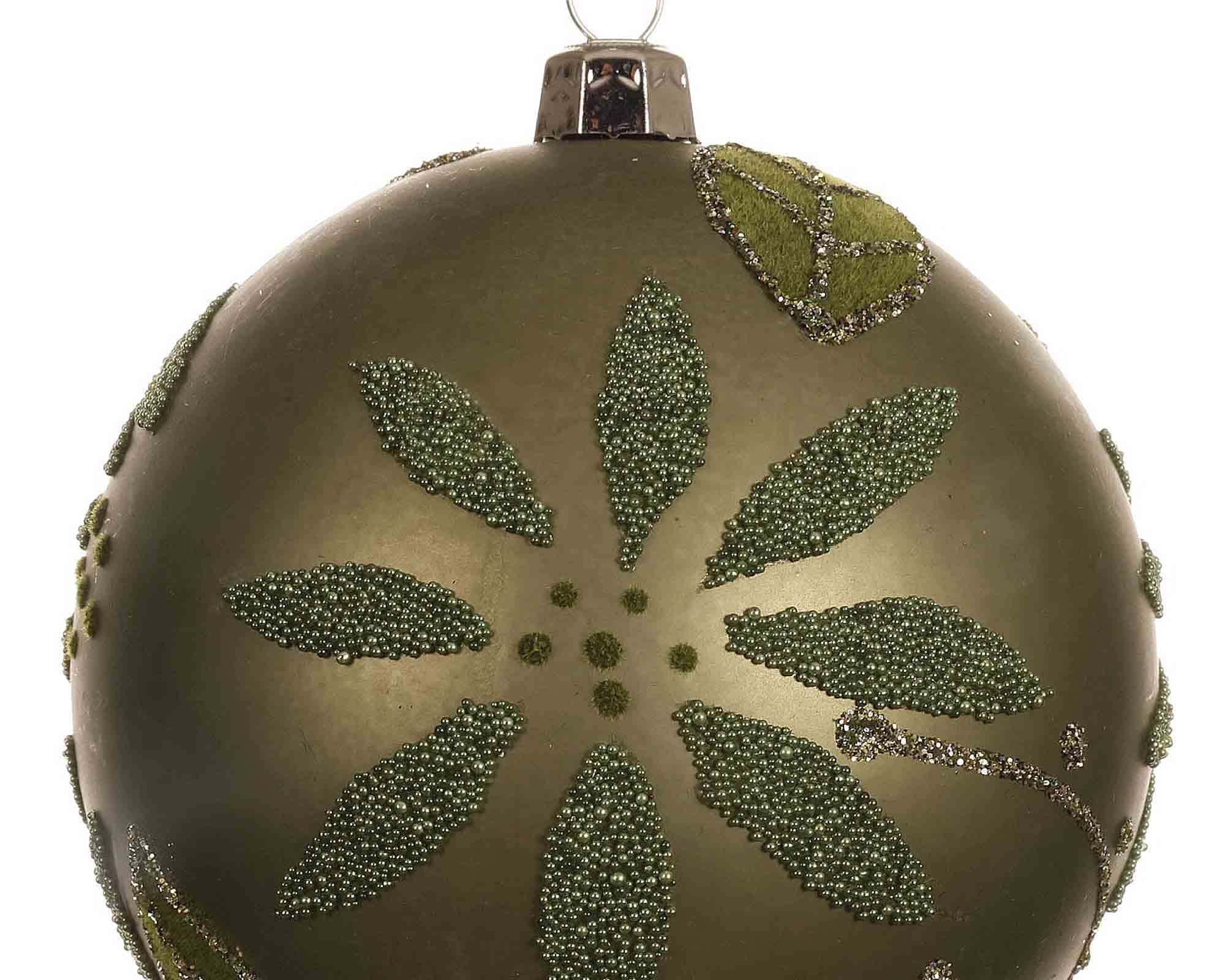 Sfera Verde con Rami Decorativi e Glitter Assortito D8cm in Plastica - immagine 2