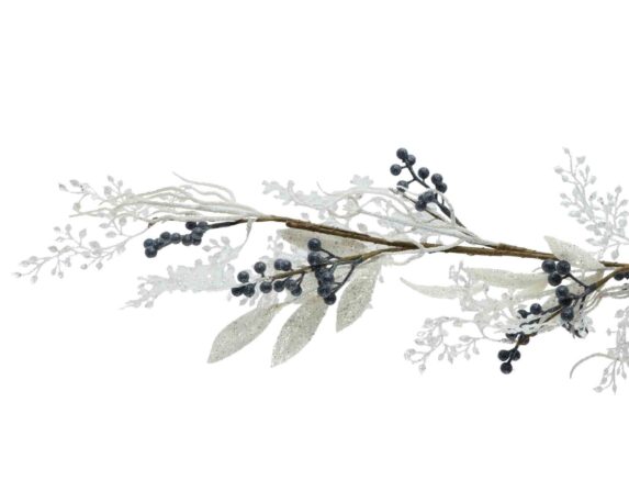Decorazione Ramo di Ghirlanda con Bacche Innevato 130cm