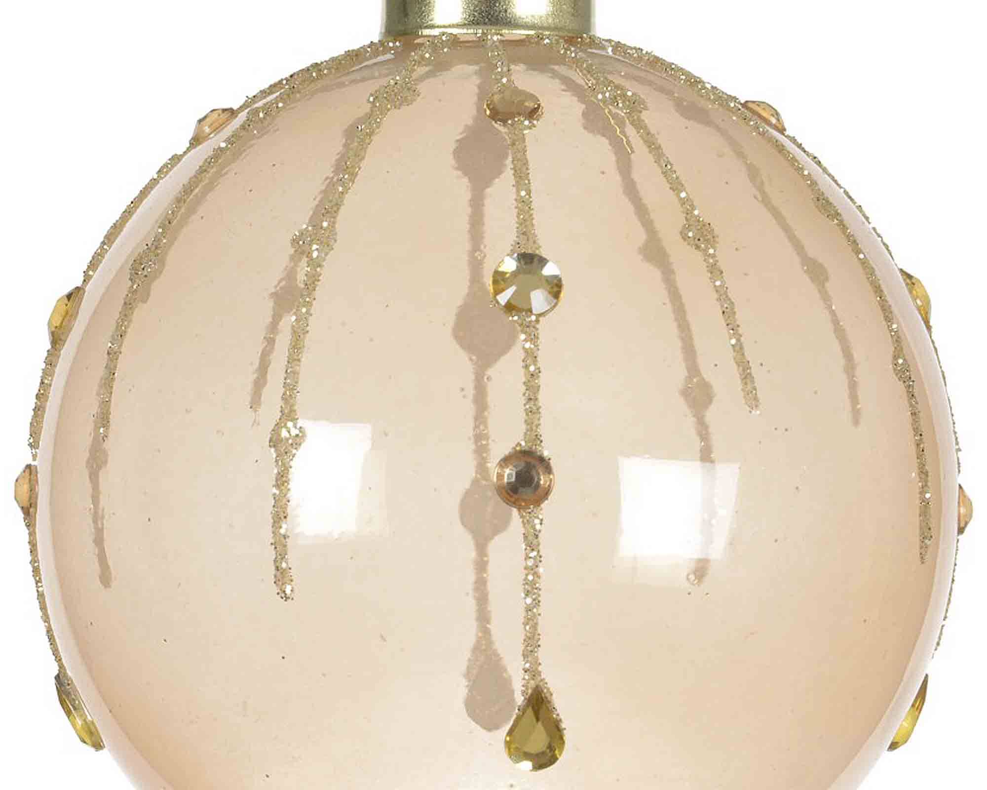 Sfera Color Perla con Glitter e Strass D8cm in Vetro - immagine 2