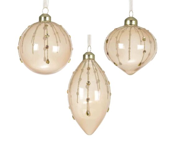 Sfera Color Perla con Glitter e Strass D8cm in Vetro