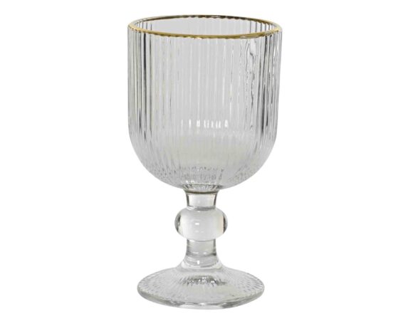 Calice Rigato Trasparente con Bordo Dorato D8x14h in Vetro