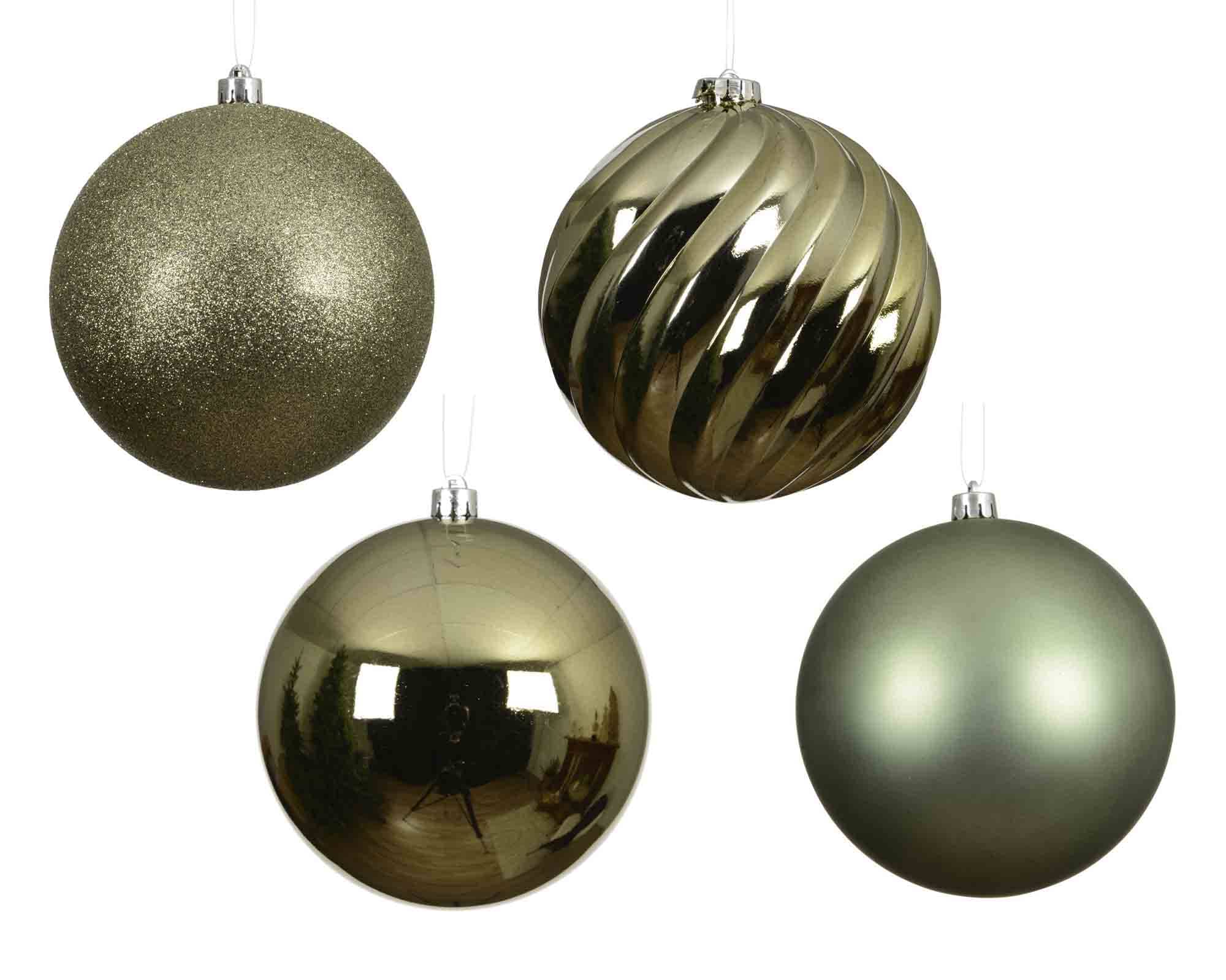 Set 4 Pz Sfere Verde Assortito D14cm in Plastica - immagine 2