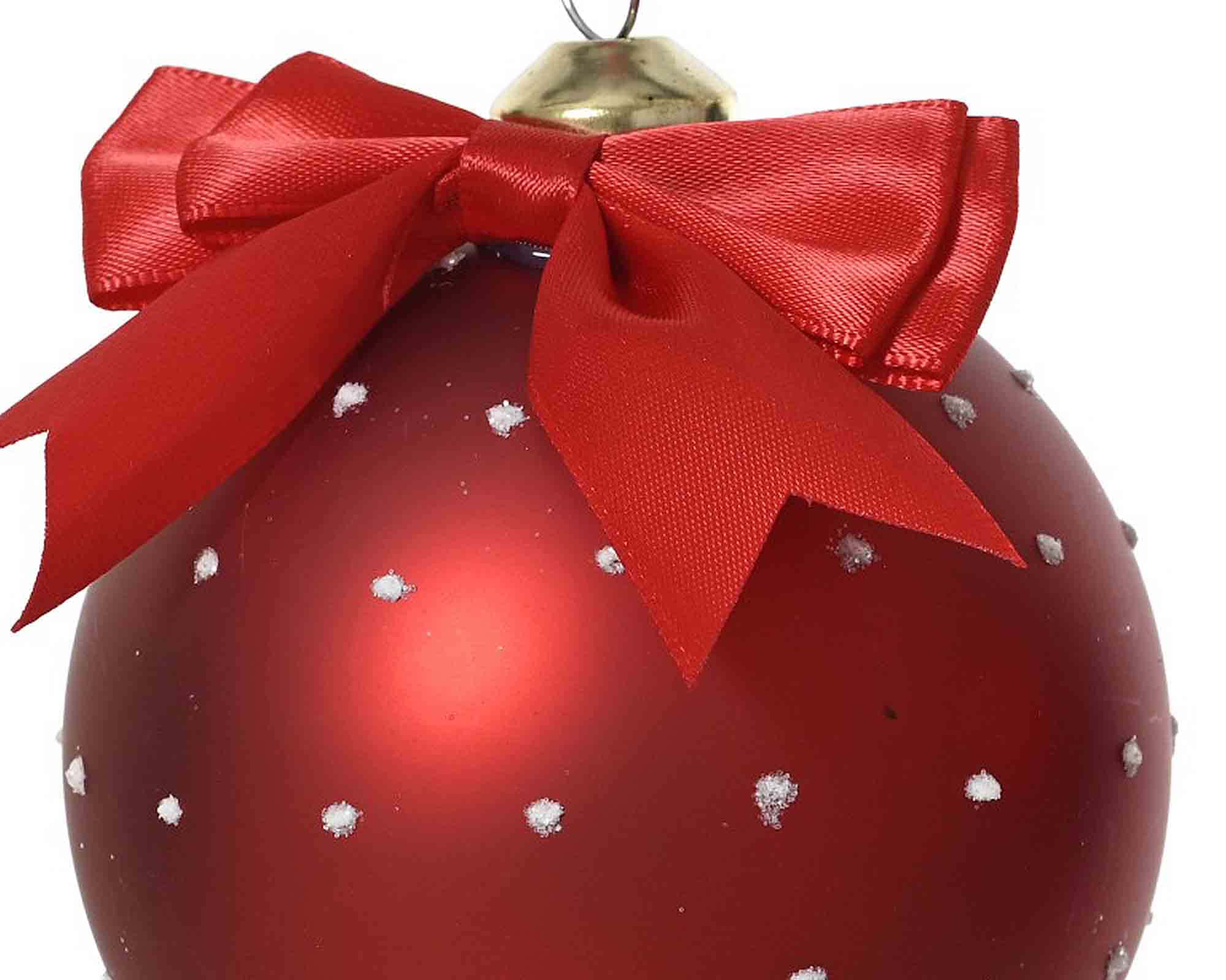 Sfera Rosso e Bianco con Pois Assortito D8cm in Vetro - immagine 2