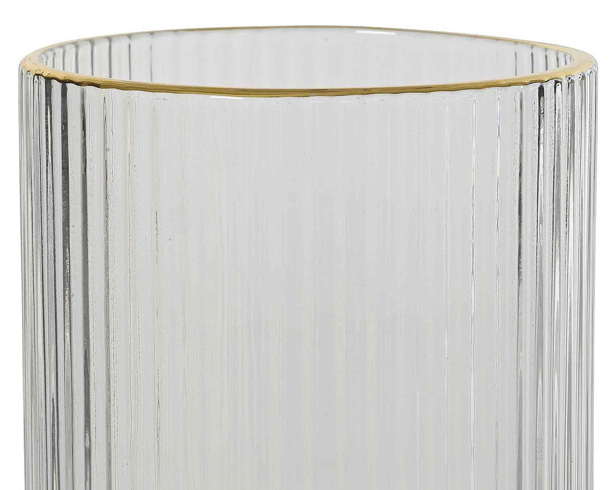 Bicchiere Rigato Trasparente con Bordo Dorato D7,5x9h in Vetro - immagine 2