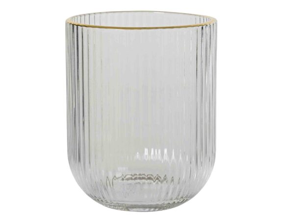 Bicchiere Rigato Trasparente con Bordo Dorato D7,5x9h in Vetro