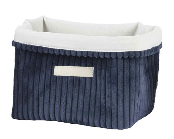 Cesta Portapane Blu Scuro Medio 18x24x18cm in Tessuto