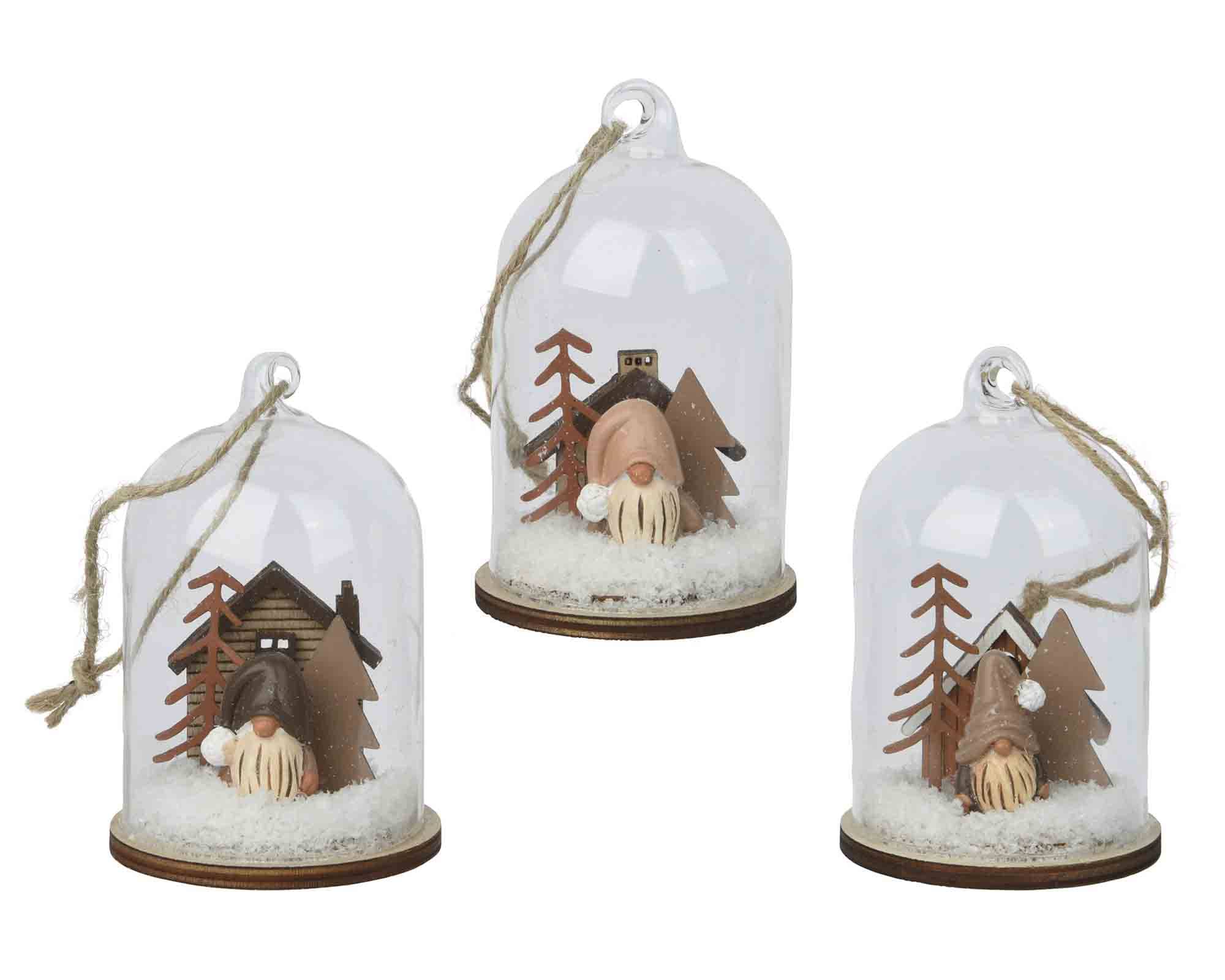 Campana Trasparente con Gnomi Decorativi D6,5x10,5cm in Vetro e Resina